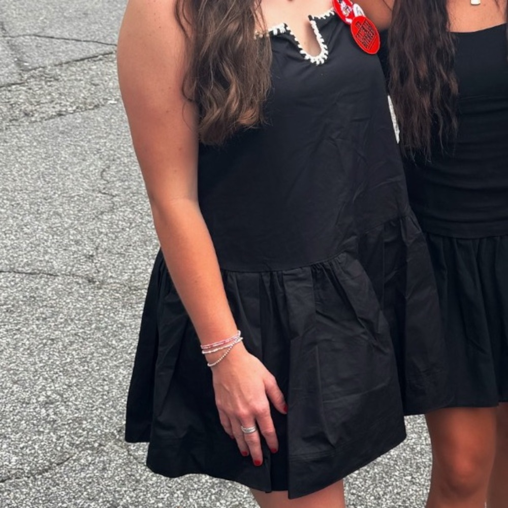 Black with white trim romper